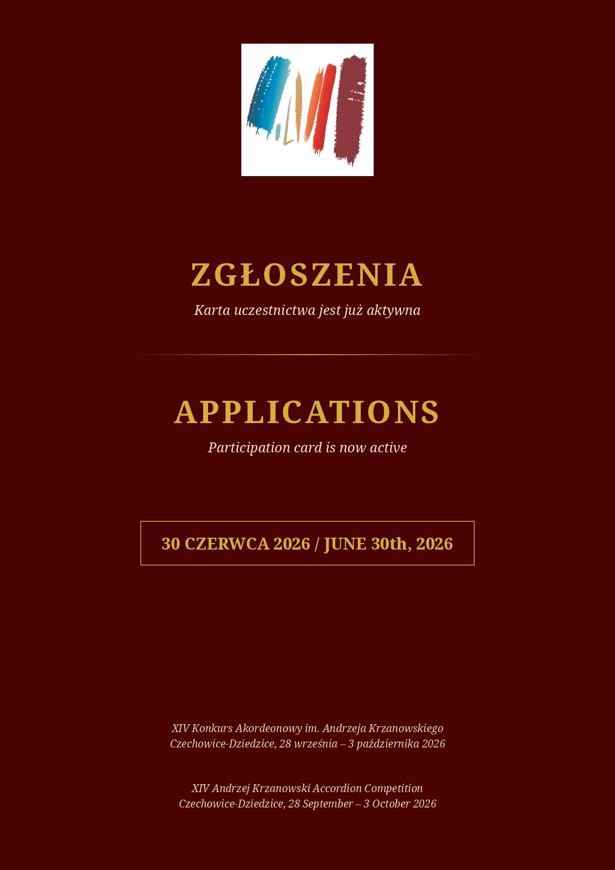 Zgłoszenia na XIV Konkurs Akordeonowy
